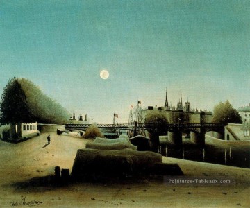 une vue de l’Ile Saint Louis du Port Saint Nicolas soir Henri Rousseau Paris Peinture à l'huile